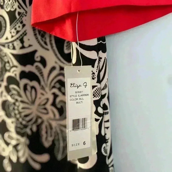 NWT Eliza J Colorblock Floral Shift Dress Mini Stretch 3/4 Sleeve Size 6 - Picture 4 of 9